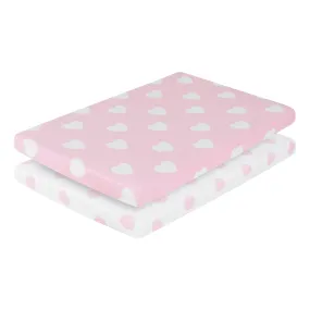 Pink/White Hearts and Dots 2 Pack Portable Crib/Playard Sheet Set