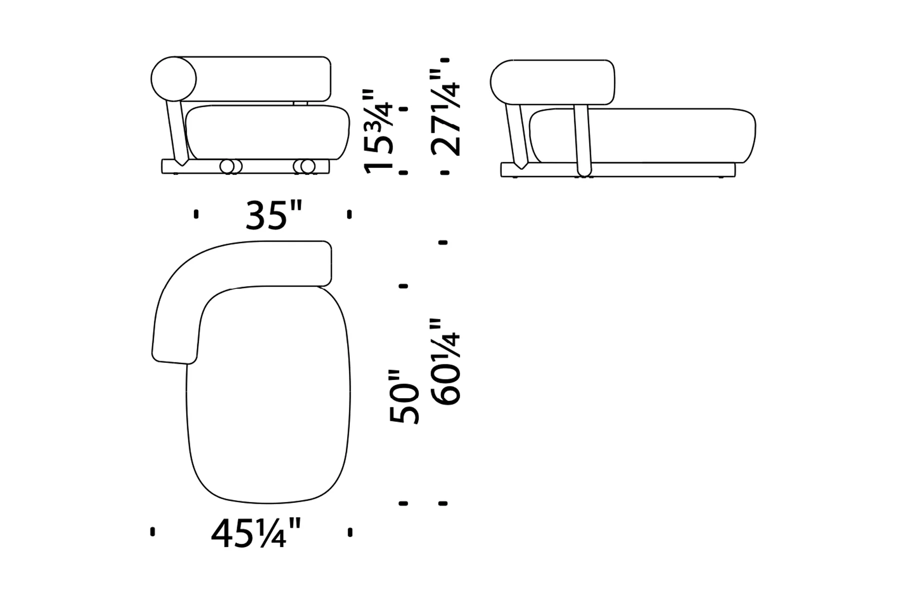 Pipe - Chaise Longue (Left)