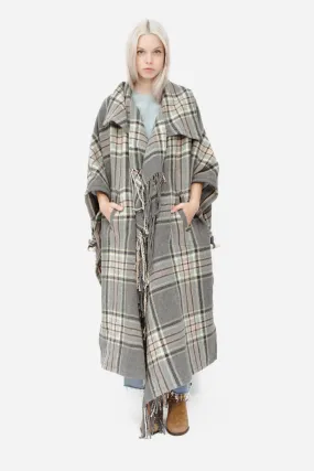 PLAID CAPE PONCHO