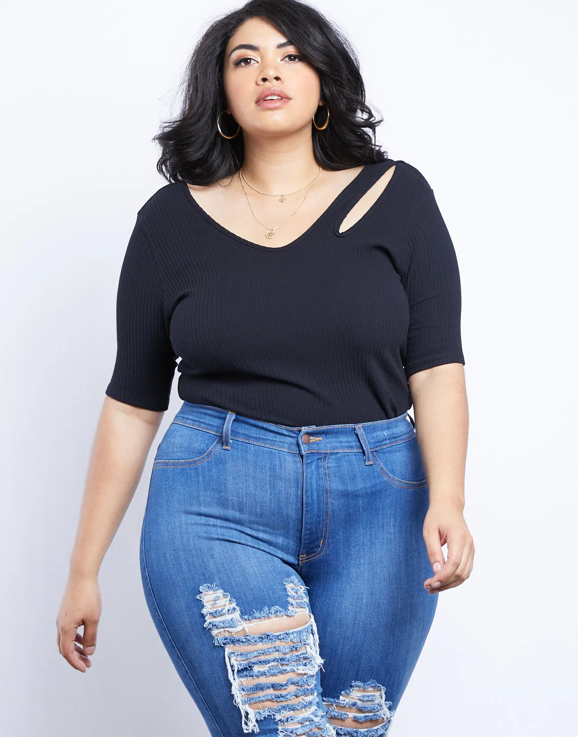 Plus Size Alisha Cut Out Shoulder Top