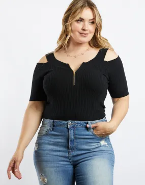 Plus Size Zip It To Me Ribbed Top