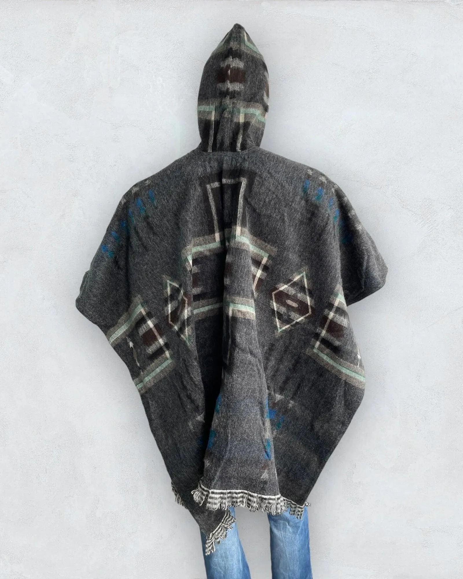 Poncho Hood Wool Mint