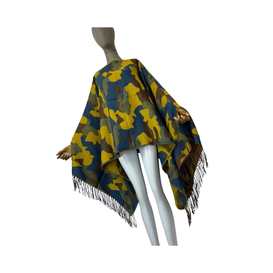 Pre Order:  Vibrant Camouflage Poncho Cardigan - WINI