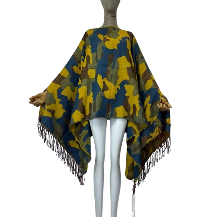 Pre Order:  Vibrant Camouflage Poncho Cardigan - WINI