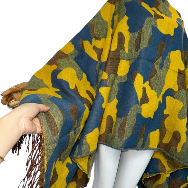 Pre Order:  Vibrant Camouflage Poncho Cardigan - WINI