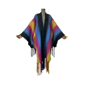 Pre Order:  Vibrant Fringed Poncho Cardigan - WINI