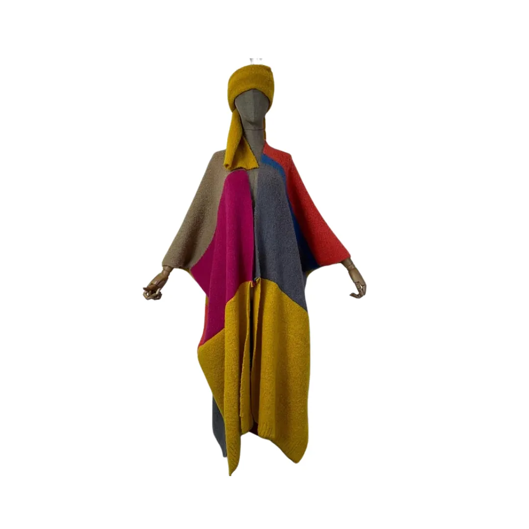 Pre Order:  Vibrant Long Cardigan with Scarf - WINI