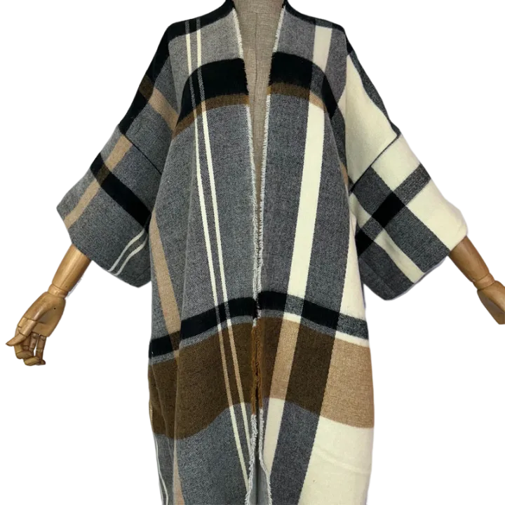 Pre Order:  Vibrant Plaid Maxi Cardigan - WINI