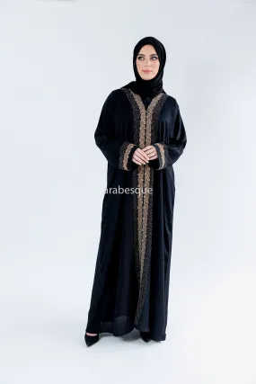 Premium Textured Closed abaya with Lace and Diamante Detailing - 2 Colours