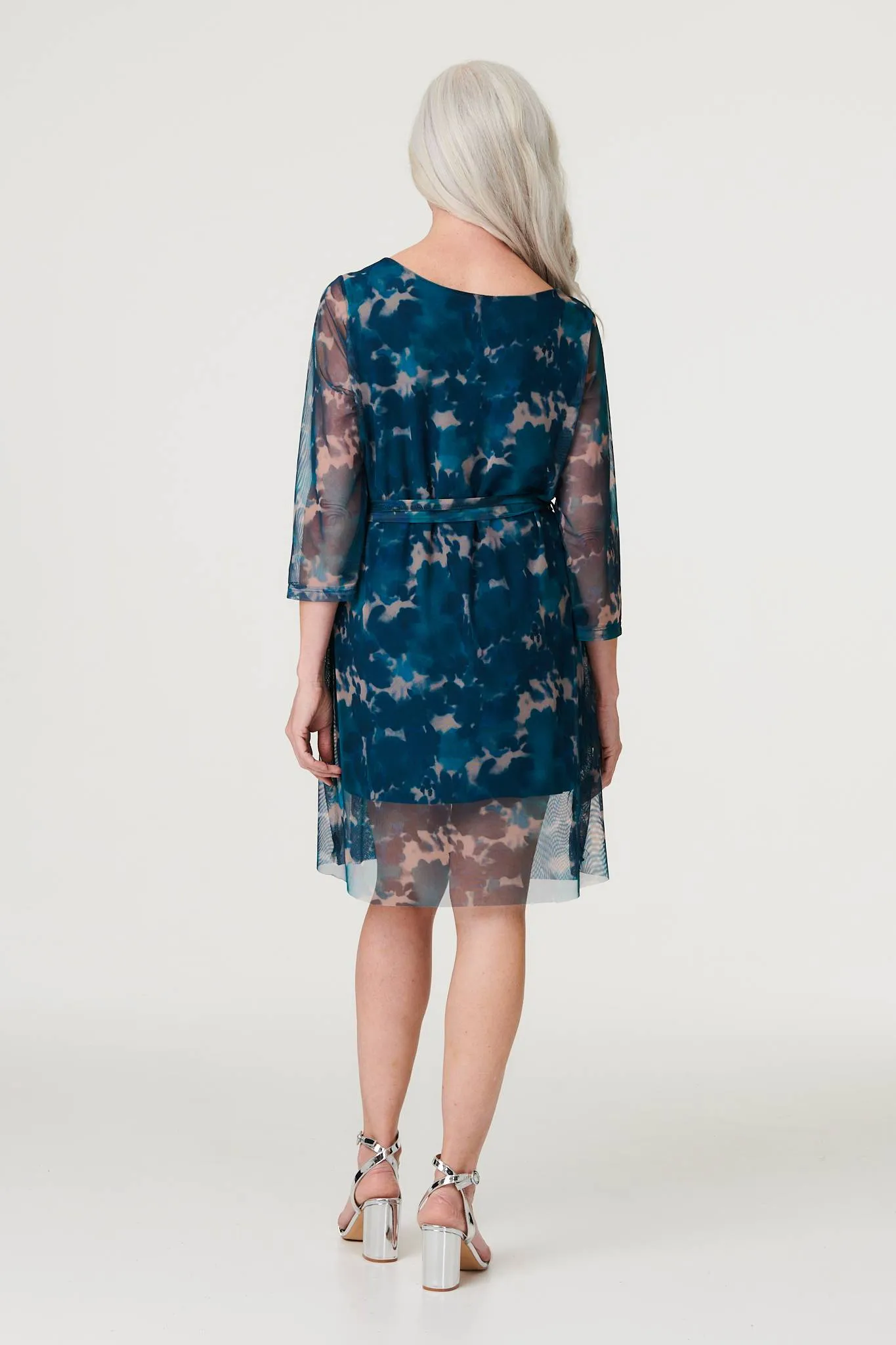 Printed Sheer Short Layered Dress