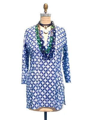 Raja Cotton Tunic Azulejo