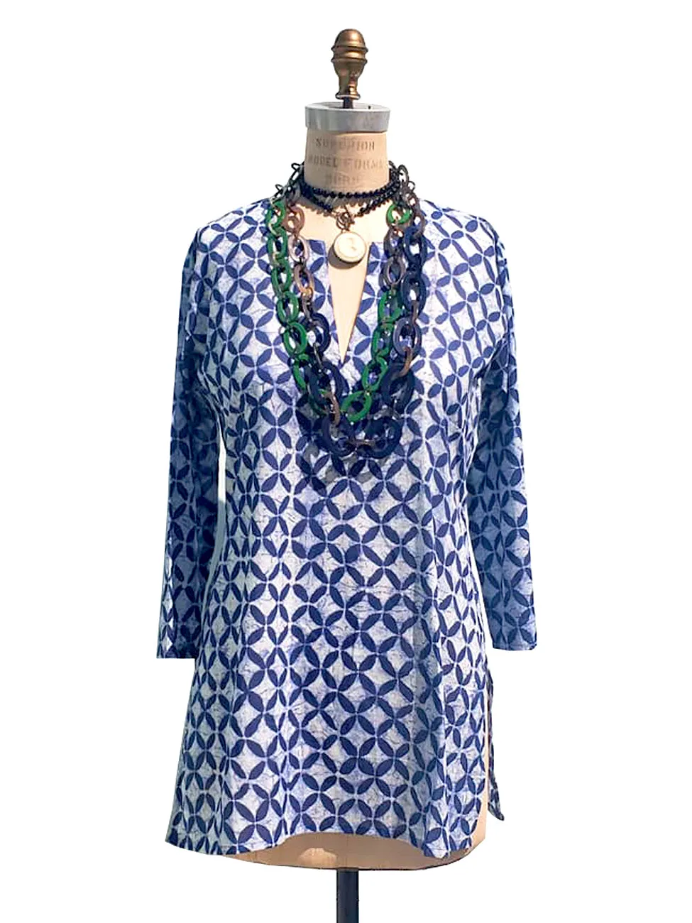 Raja Cotton Tunic Azulejo