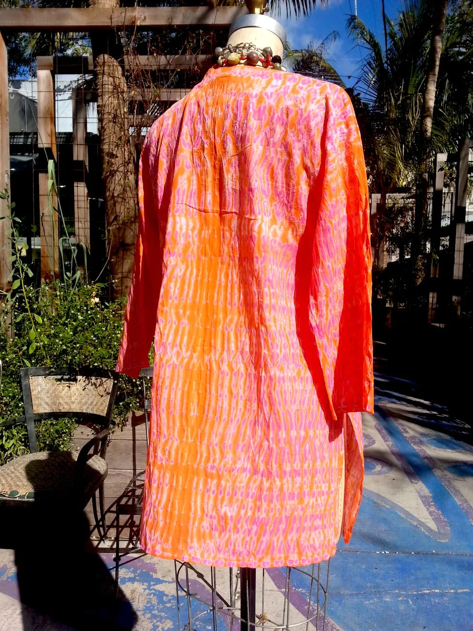 Raja Cotton Tunic Orange Pink Shibori