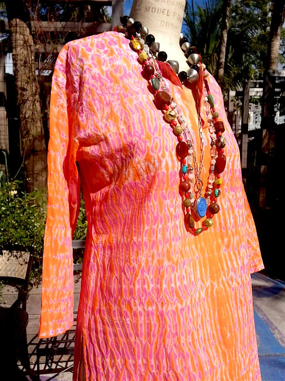 Raja Cotton Tunic Orange Pink Shibori