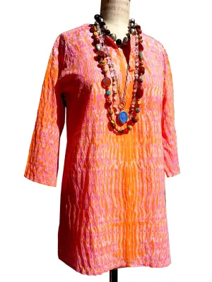 Raja Cotton Tunic Orange Pink Shibori