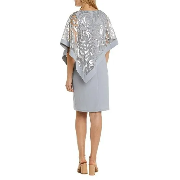 R&M RICHARDS Plus Swirl Sequin Poncho Party Cocktail Mini Dress