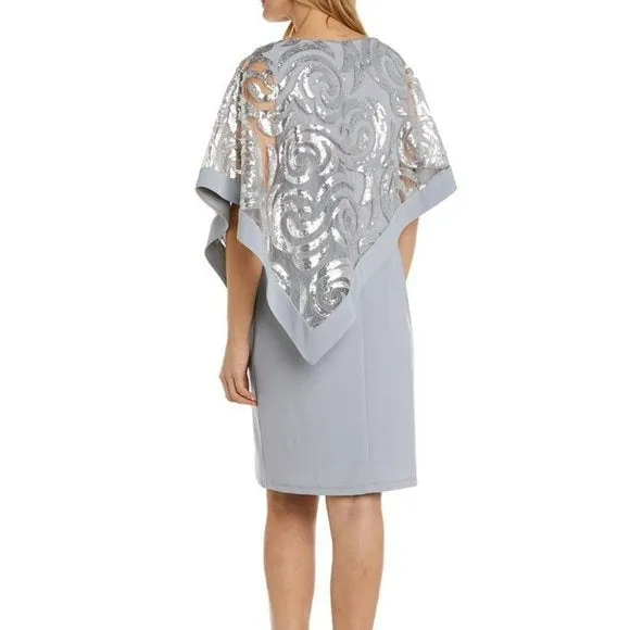 R&M RICHARDS Plus Swirl Sequin Poncho Party Cocktail Mini Dress