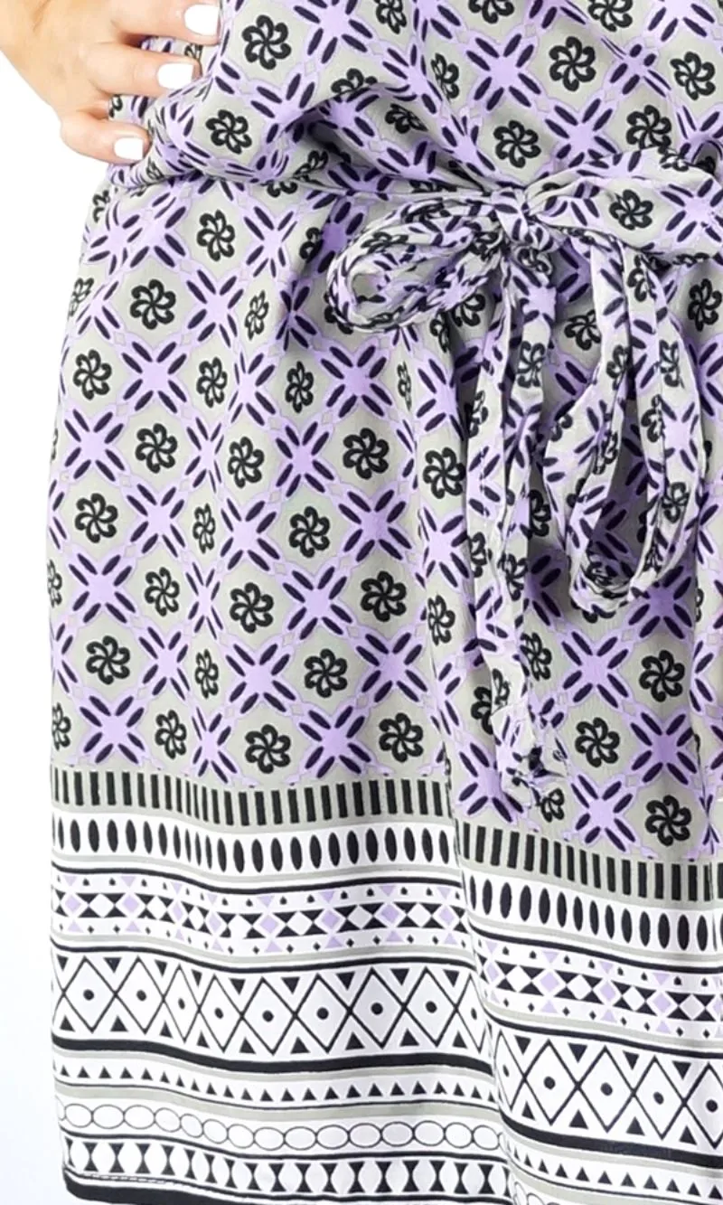 Rayon Dress Hayman Rose Border Purple