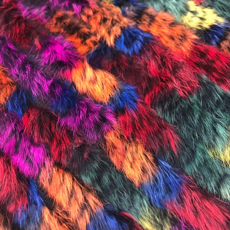 Real rabbit fur Rainbow Color Poncho