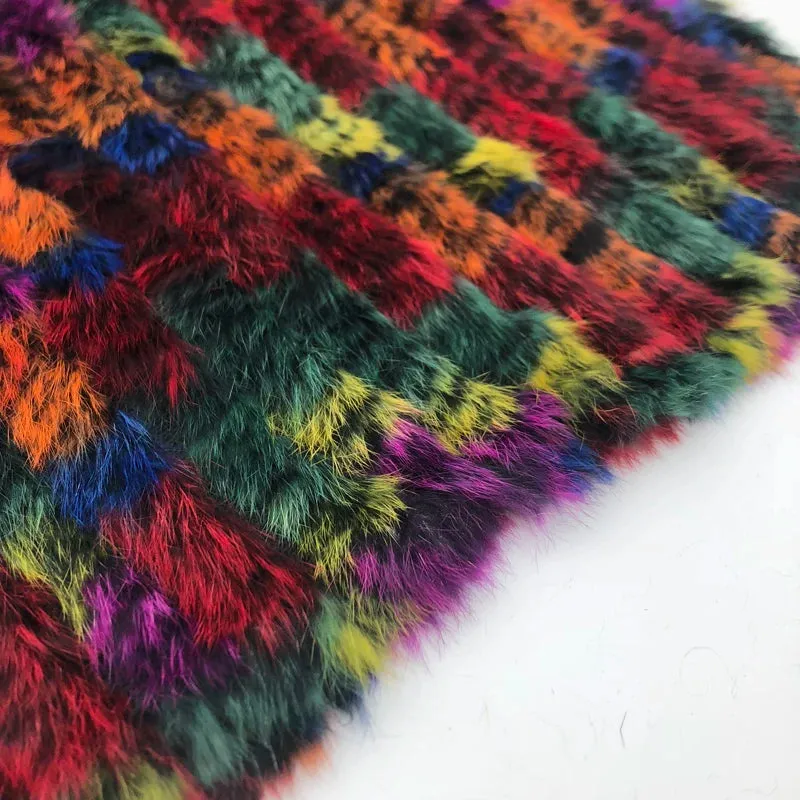 Real rabbit fur Rainbow Color Poncho