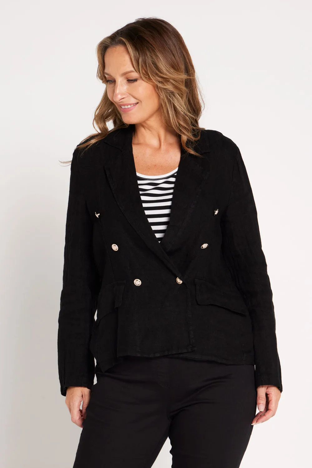 Renee Linen Blazer - Nero