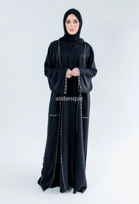 Rhinestone Embellished Open Abaya - 3 colours