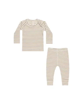 Ribbed Tee   Legging Set | Latte Stripe