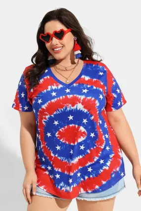 Ritera Candy Tie Dye V Neck Stars Tunic T-Shirt