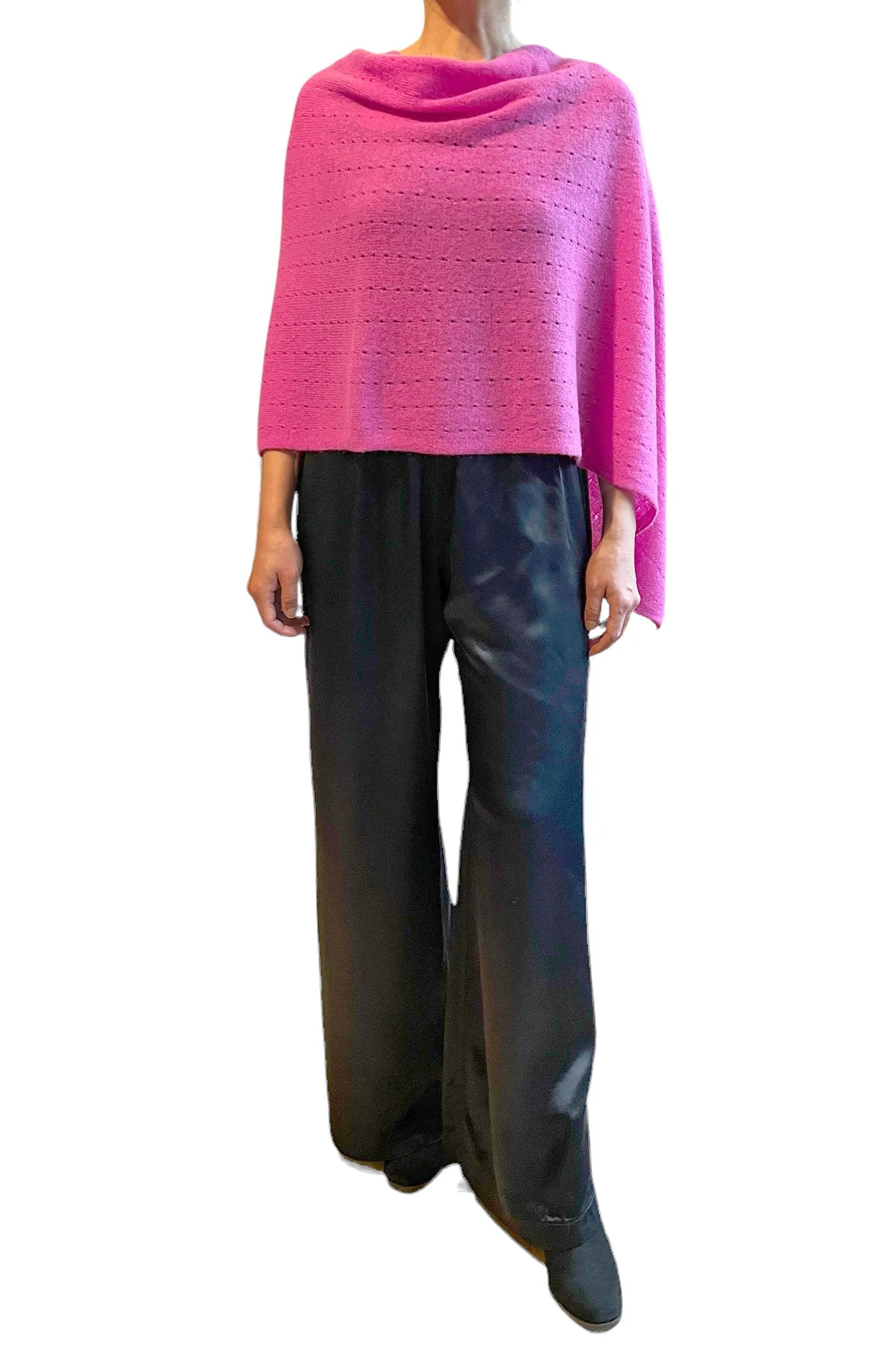 Rose pink cashmere poncho Multiway