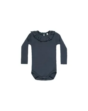 Ruffle Collar Bodysuit | Indigo