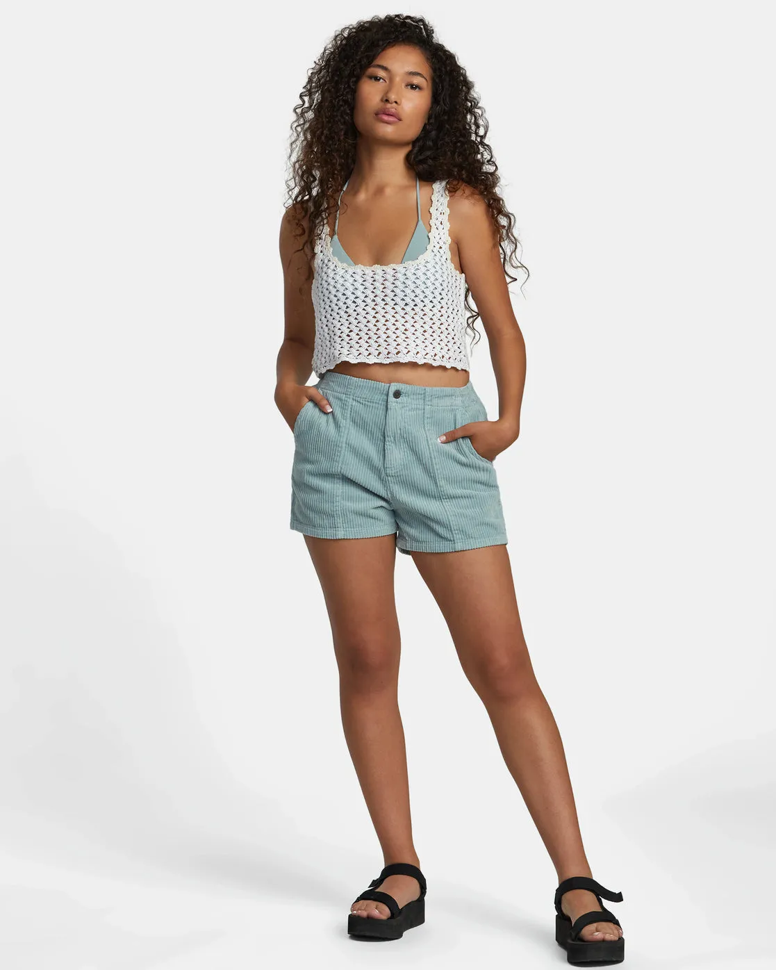 RVCA Railed Crochet Crop Top - Wisper White