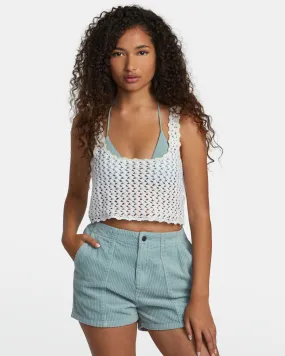 RVCA Railed Crochet Crop Top - Wisper White