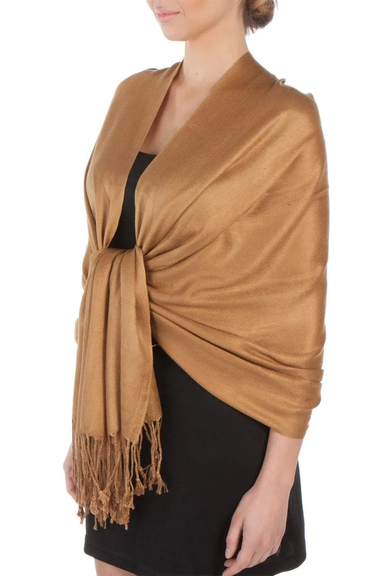 Sakkas Large Soft Silky Pashmina Feel Shawl Wrap Scarf Stole in Solid Colors