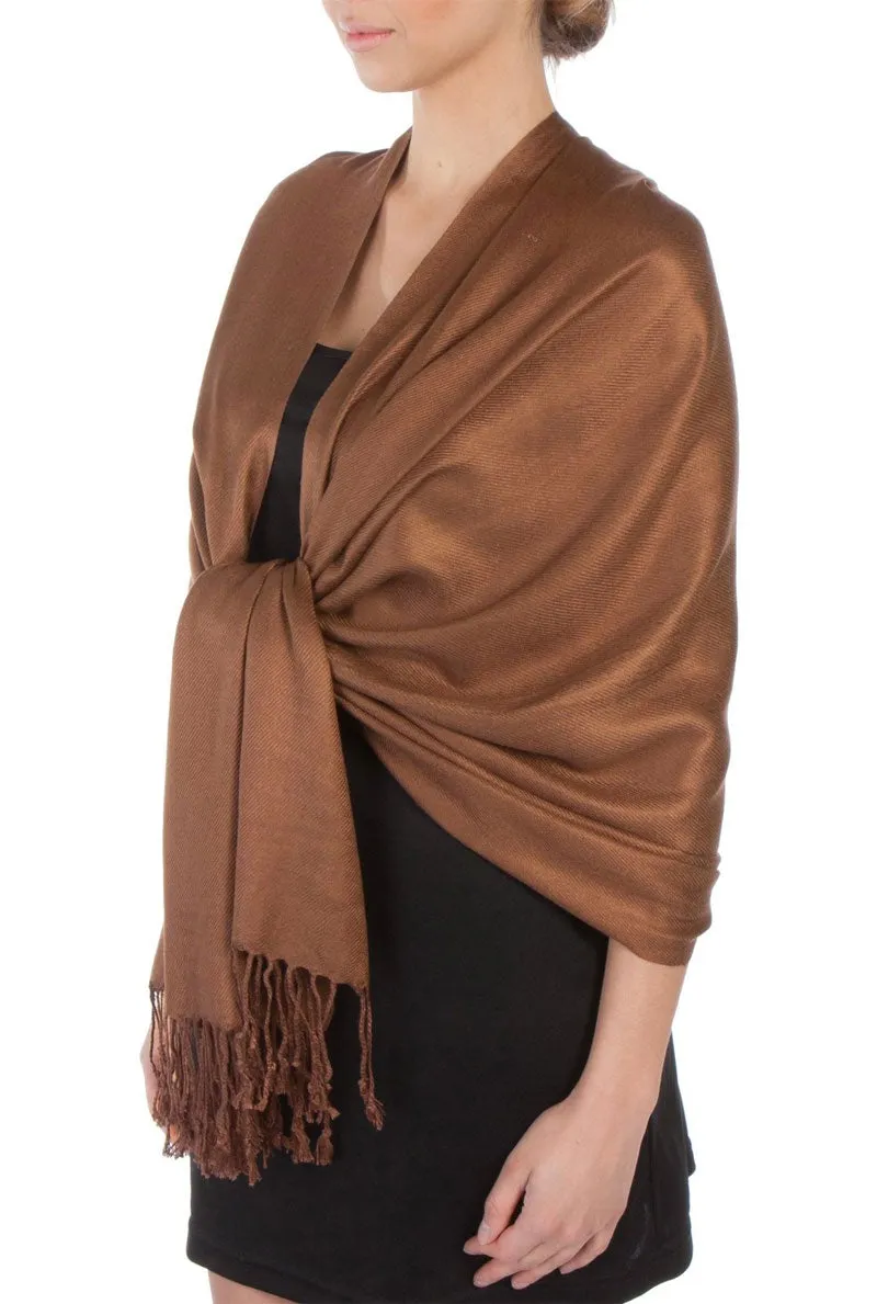 Sakkas Large Soft Silky Pashmina Feel Shawl Wrap Scarf Stole in Solid Colors