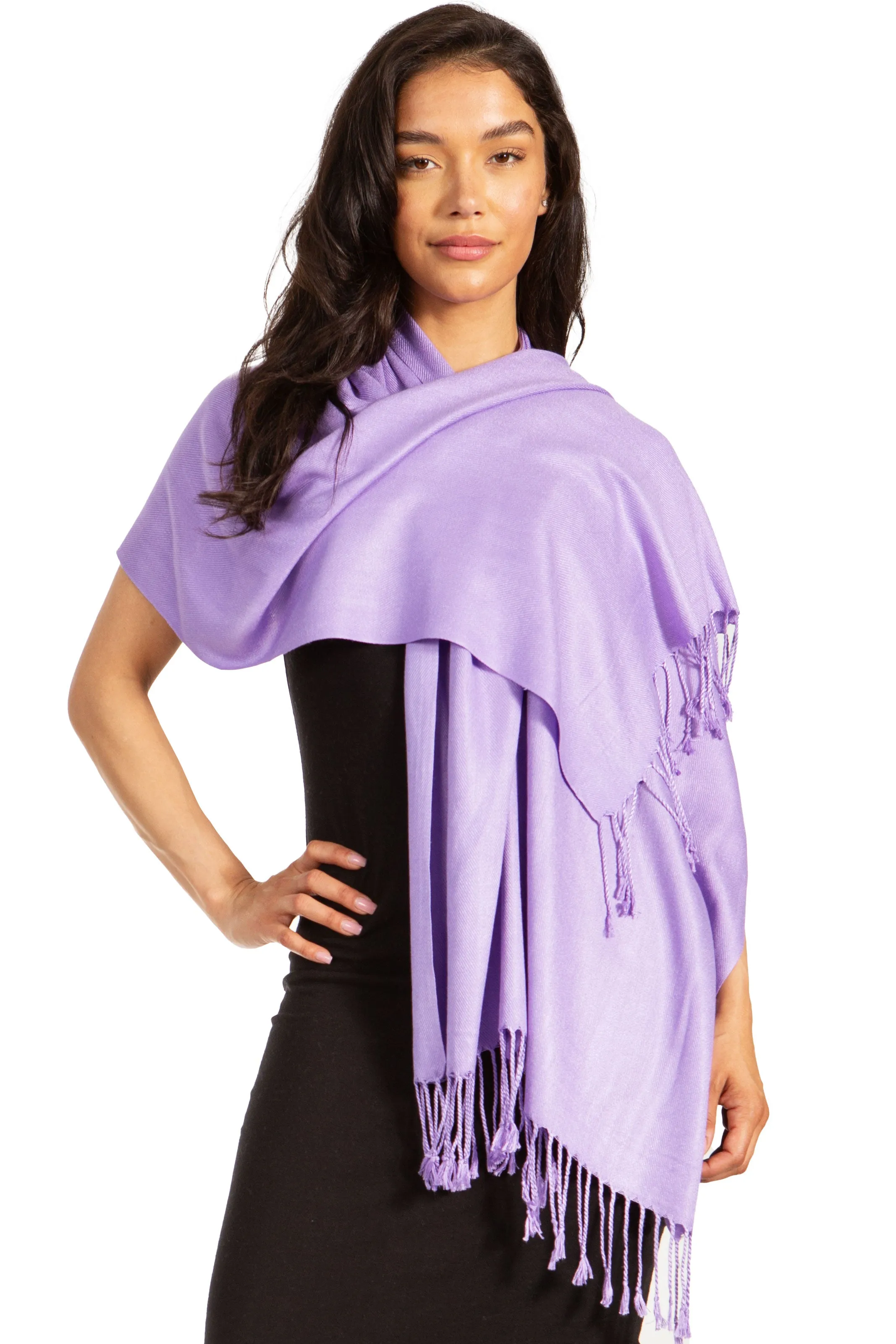 Sakkas Large Soft Silky Pashmina Feel Shawl Wrap Scarf Stole in Solid Colors