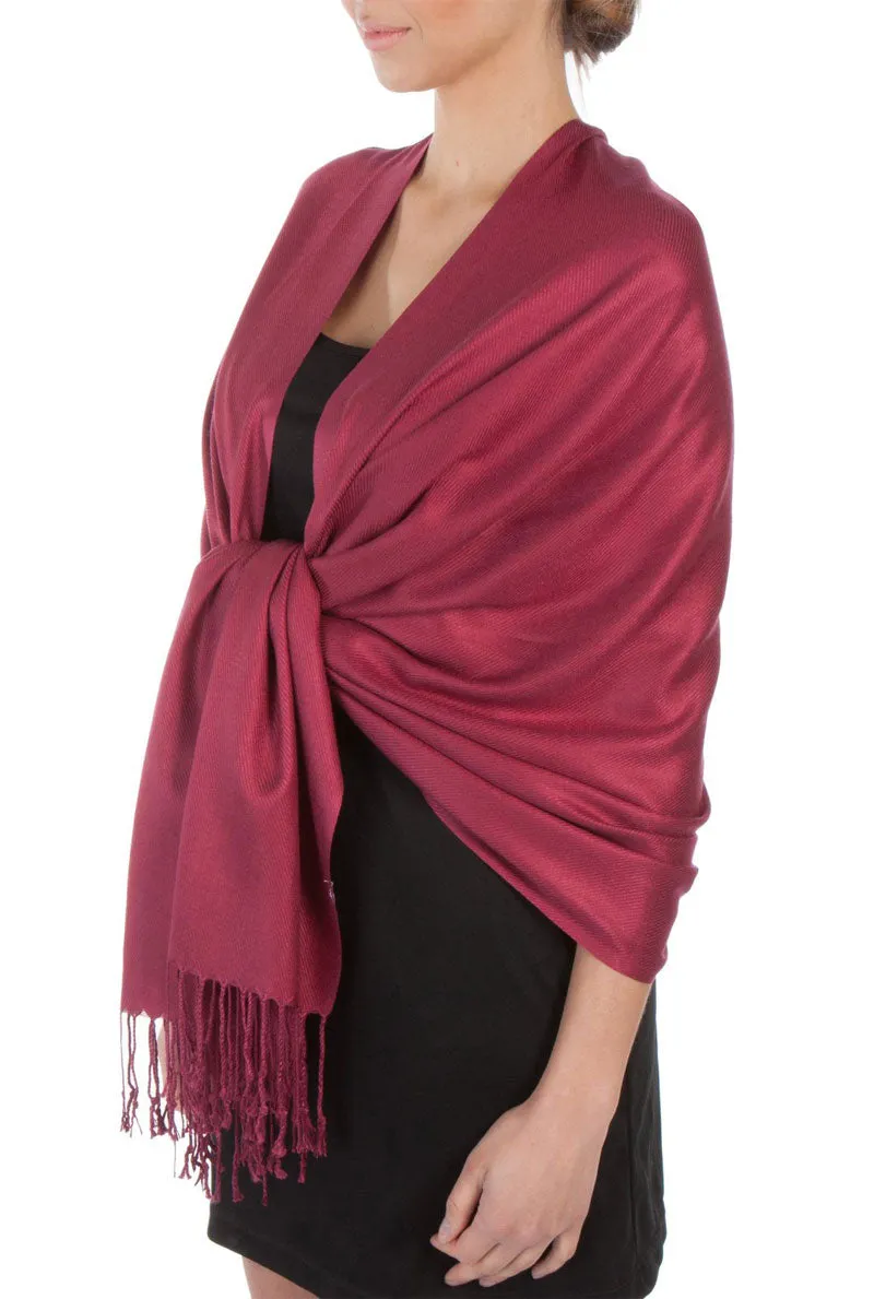 Sakkas Large Soft Silky Pashmina Feel Shawl Wrap Scarf Stole in Solid Colors