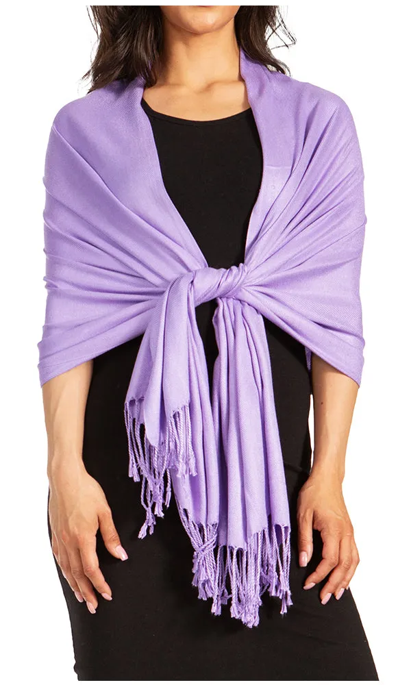 Sakkas Large Soft Silky Pashmina Feel Shawl Wrap Scarf Stole in Solid Colors