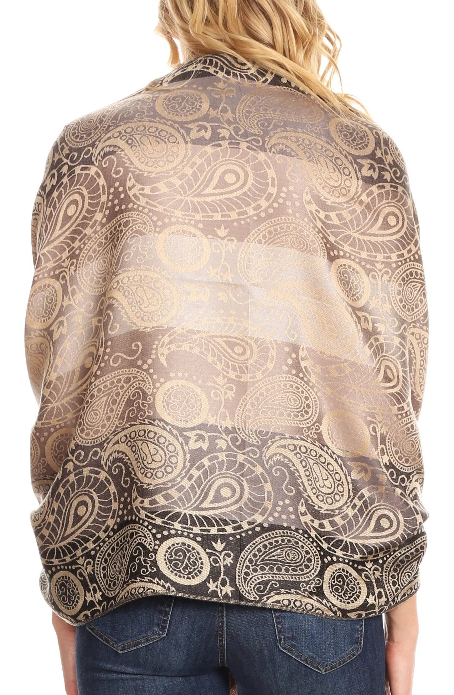 Sakkas Marga Women's Silky Soft Reversible Paisley Woven Pashmina Scarf Shawl Wrap