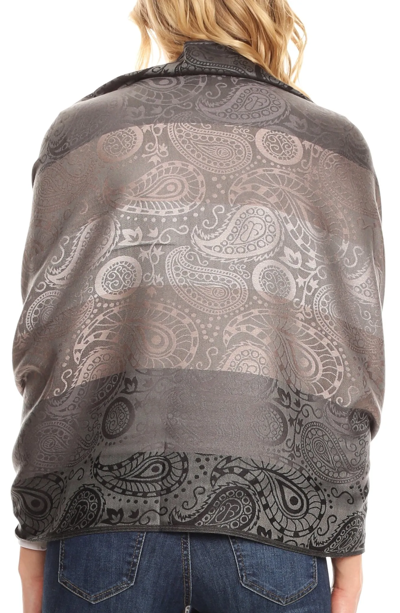 Sakkas Marga Women's Silky Soft Reversible Paisley Woven Pashmina Scarf Shawl Wrap