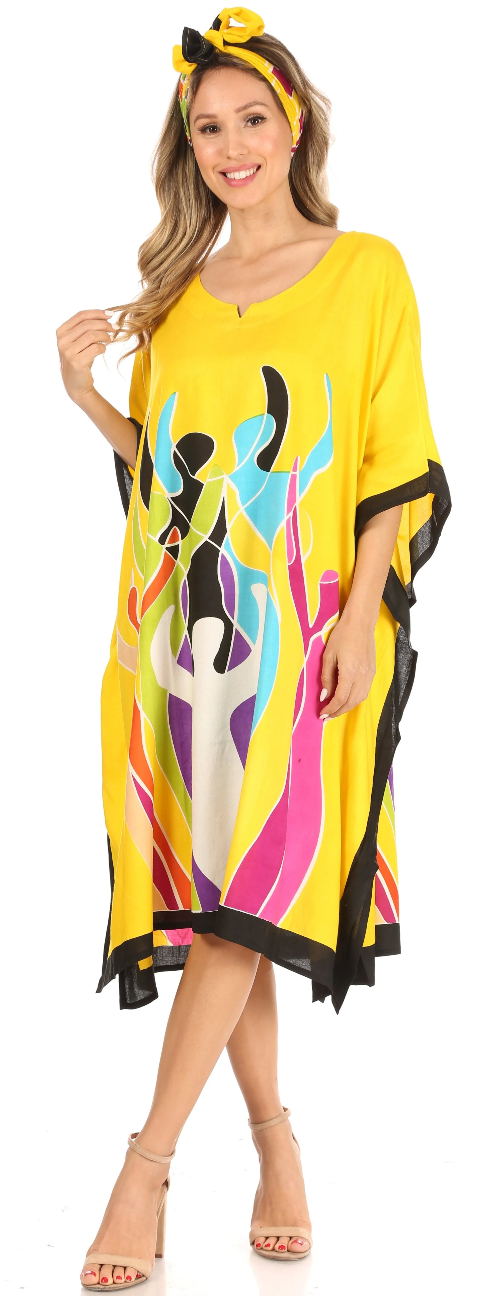 Sakkas Trina Women's Casual Loose Beach Poncho Caftan Dress Cover-up Many Print