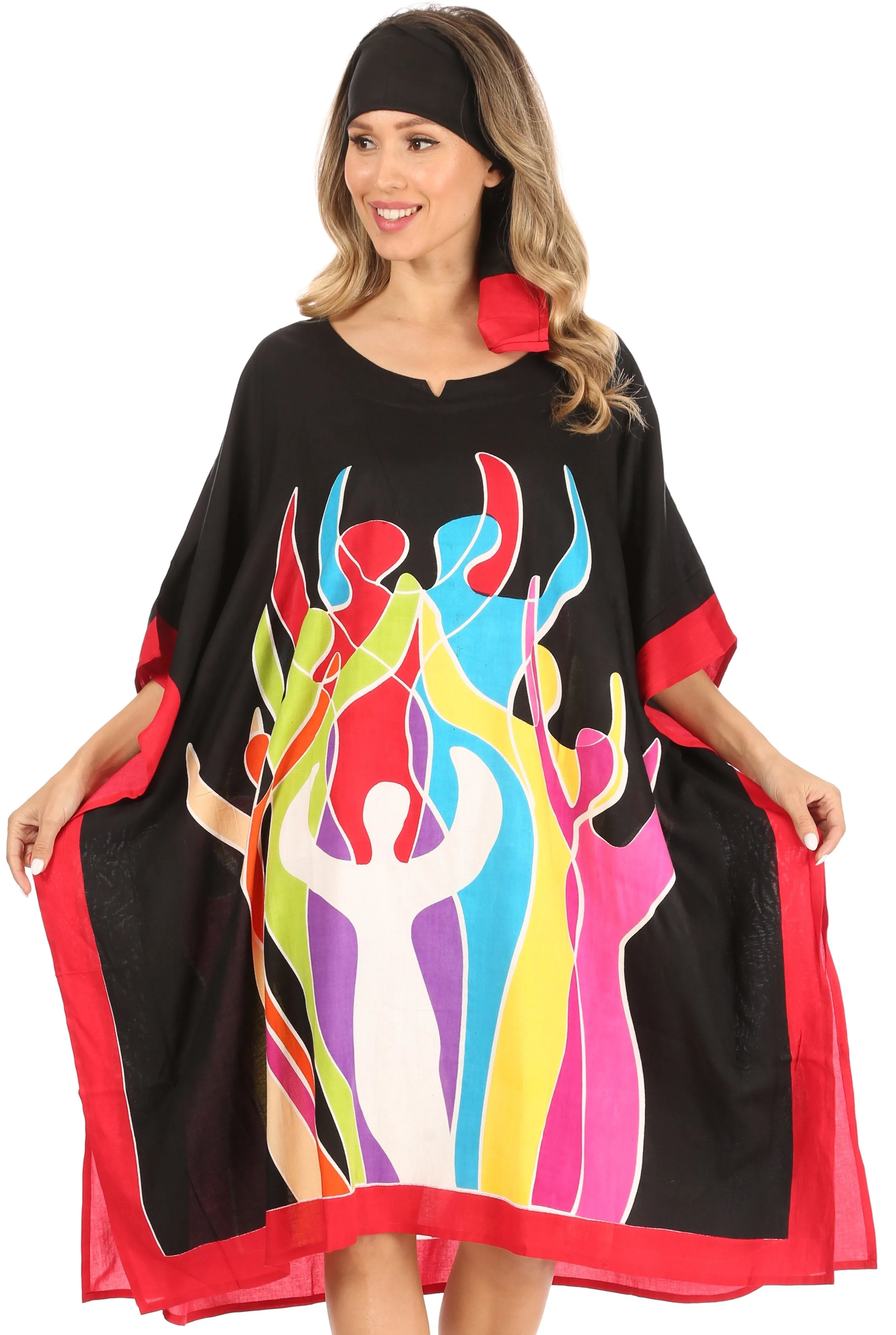 Sakkas Trina Women's Casual Loose Beach Poncho Caftan Dress Cover-up Many Print