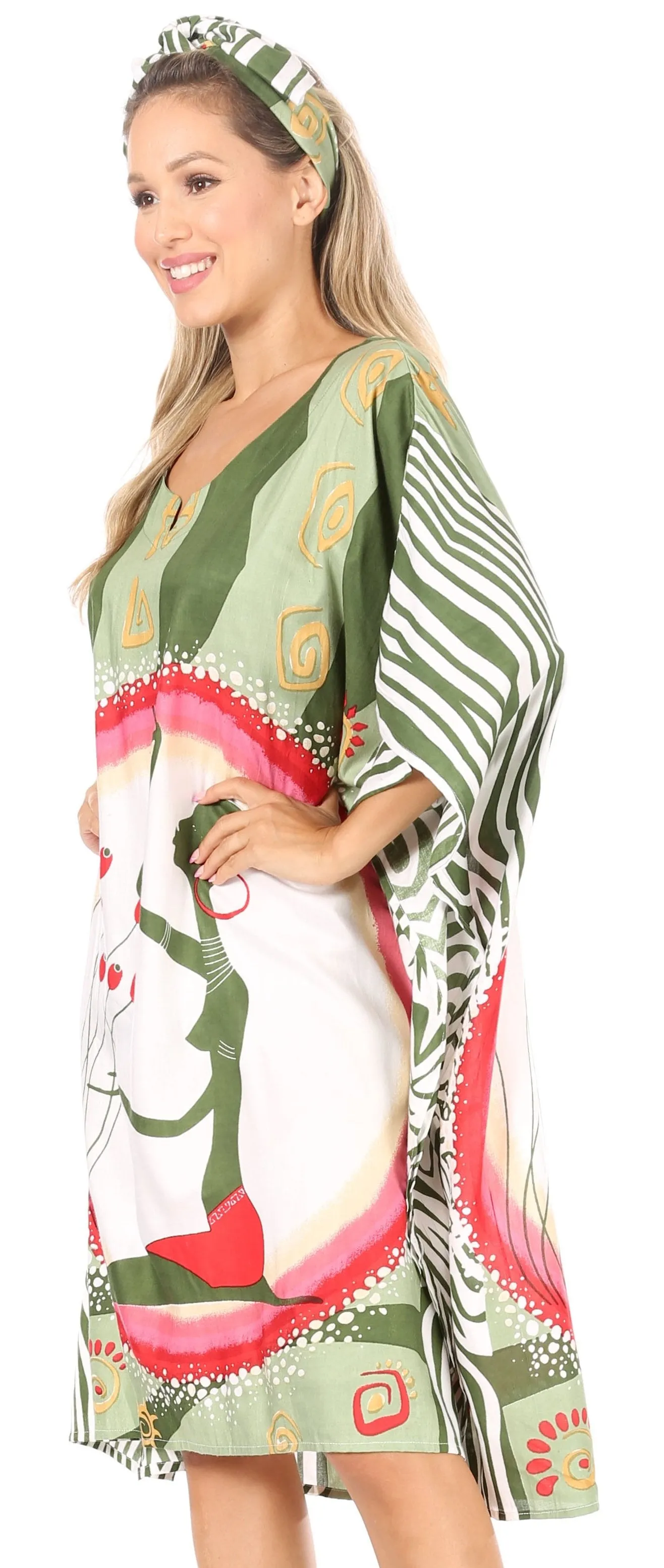 Sakkas Trina Women's Casual Loose Beach Poncho Caftan Dress Cover-up Many Print