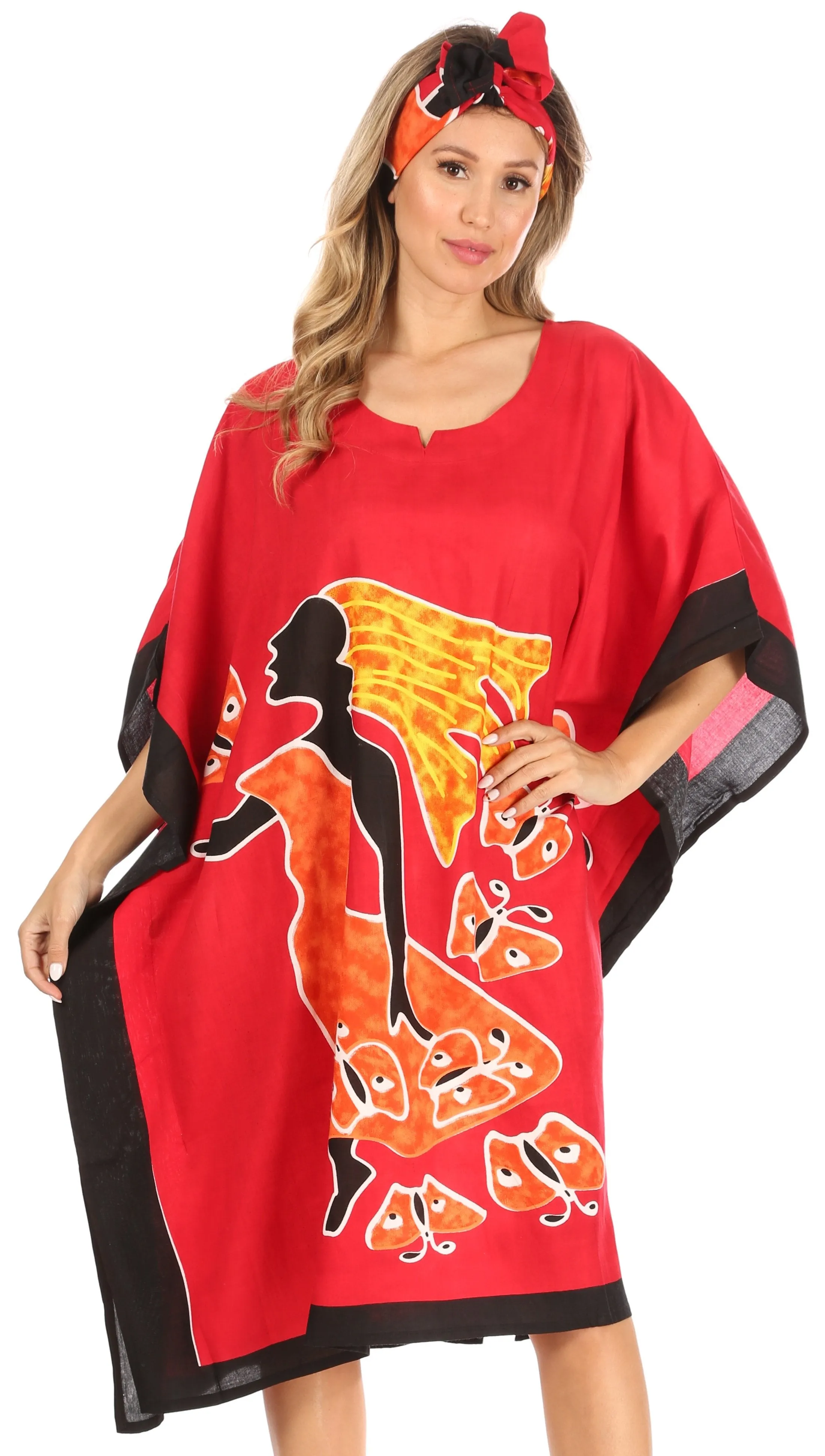 Sakkas Trina Women's Casual Loose Beach Poncho Caftan Dress Cover-up Many Print