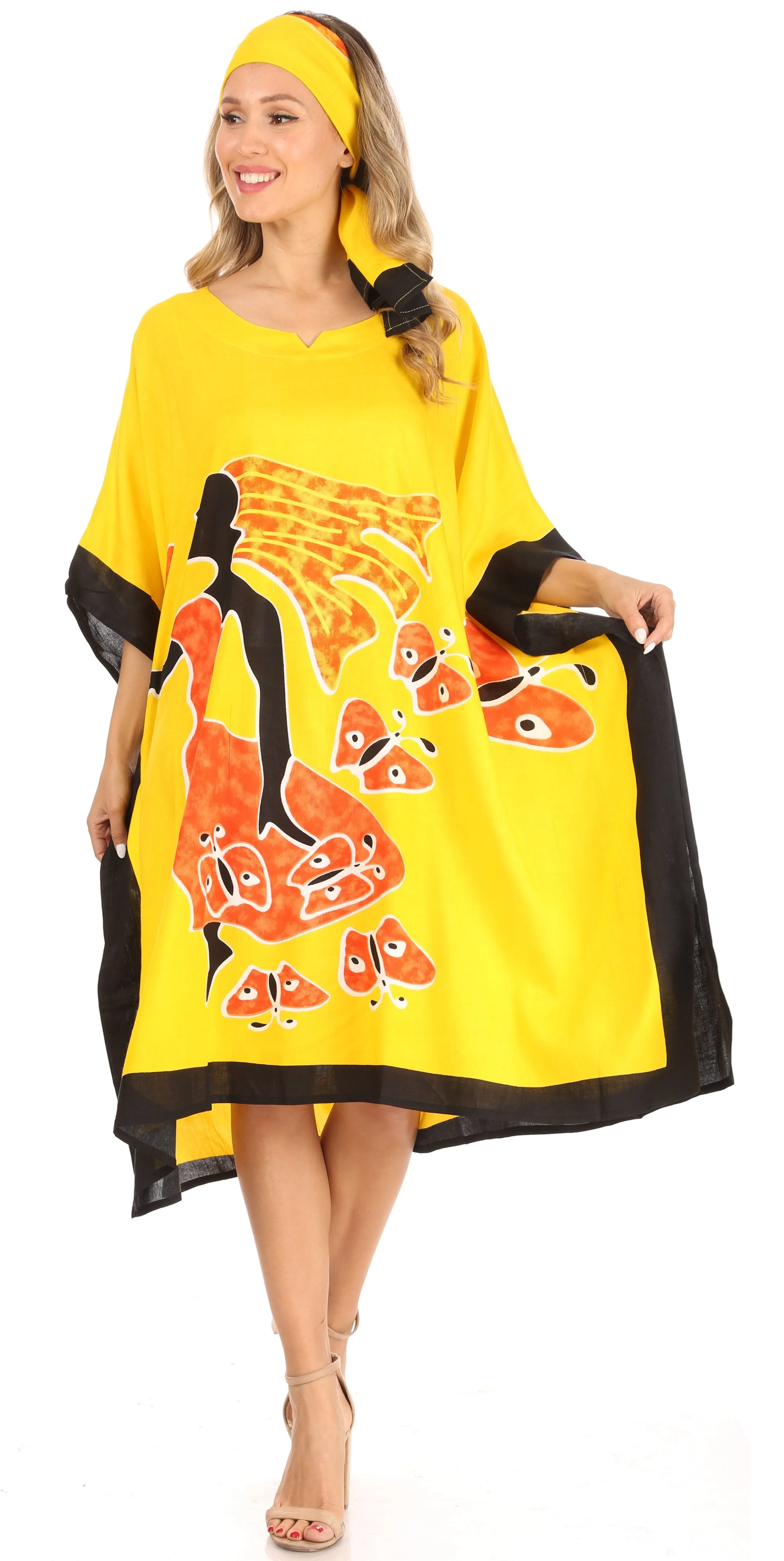 Sakkas Trina Women's Casual Loose Beach Poncho Caftan Dress Cover-up Many Print