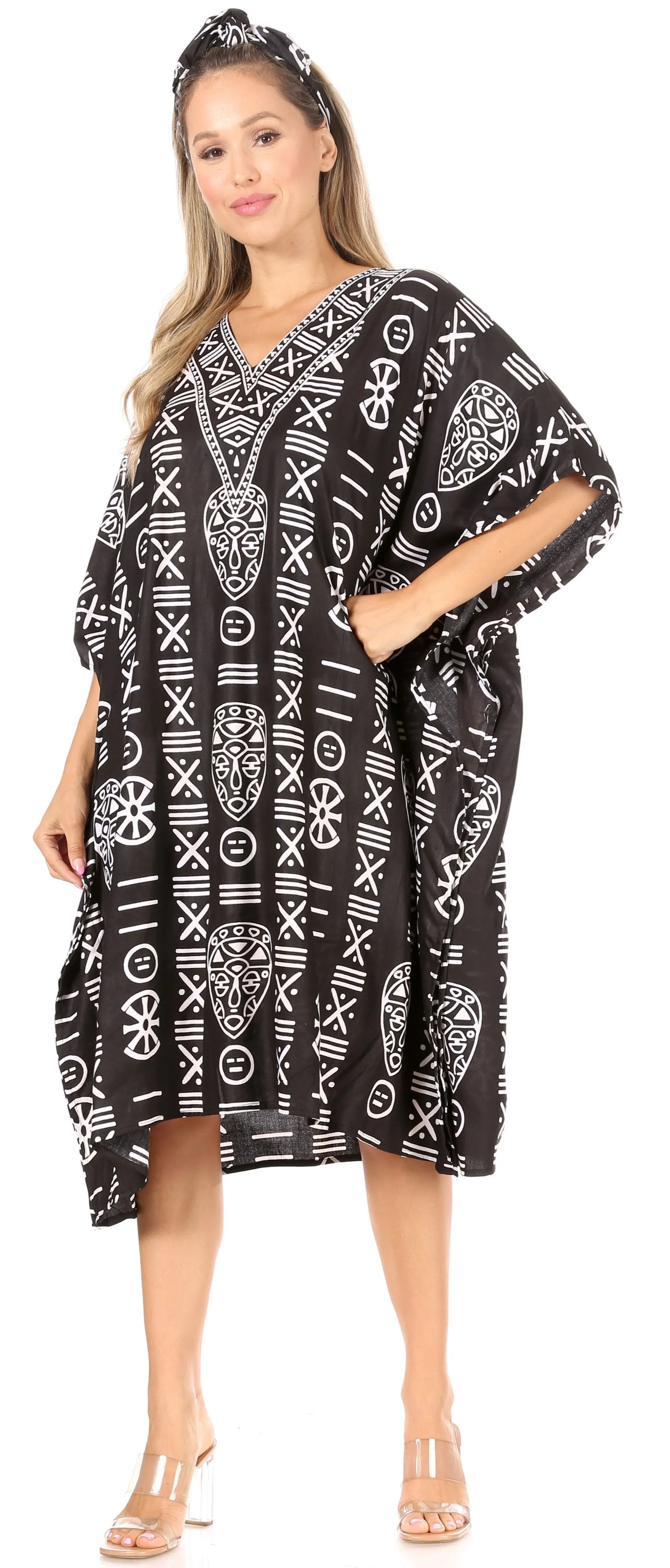 Sakkas Trina Women's Casual Loose Beach Poncho Caftan Dress Cover-up Many Print