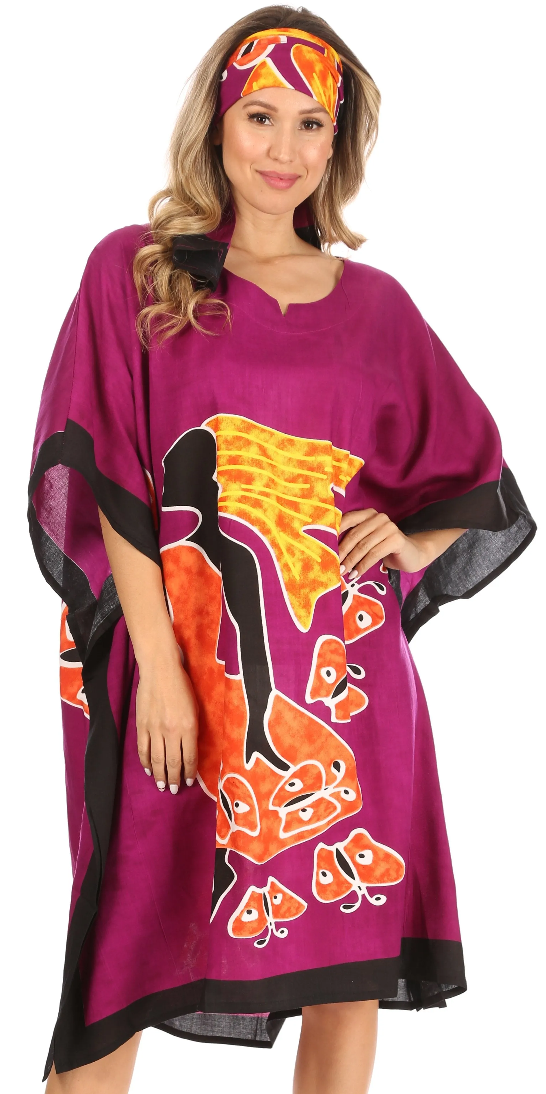 Sakkas Trina Women's Casual Loose Beach Poncho Caftan Dress Cover-up Many Print