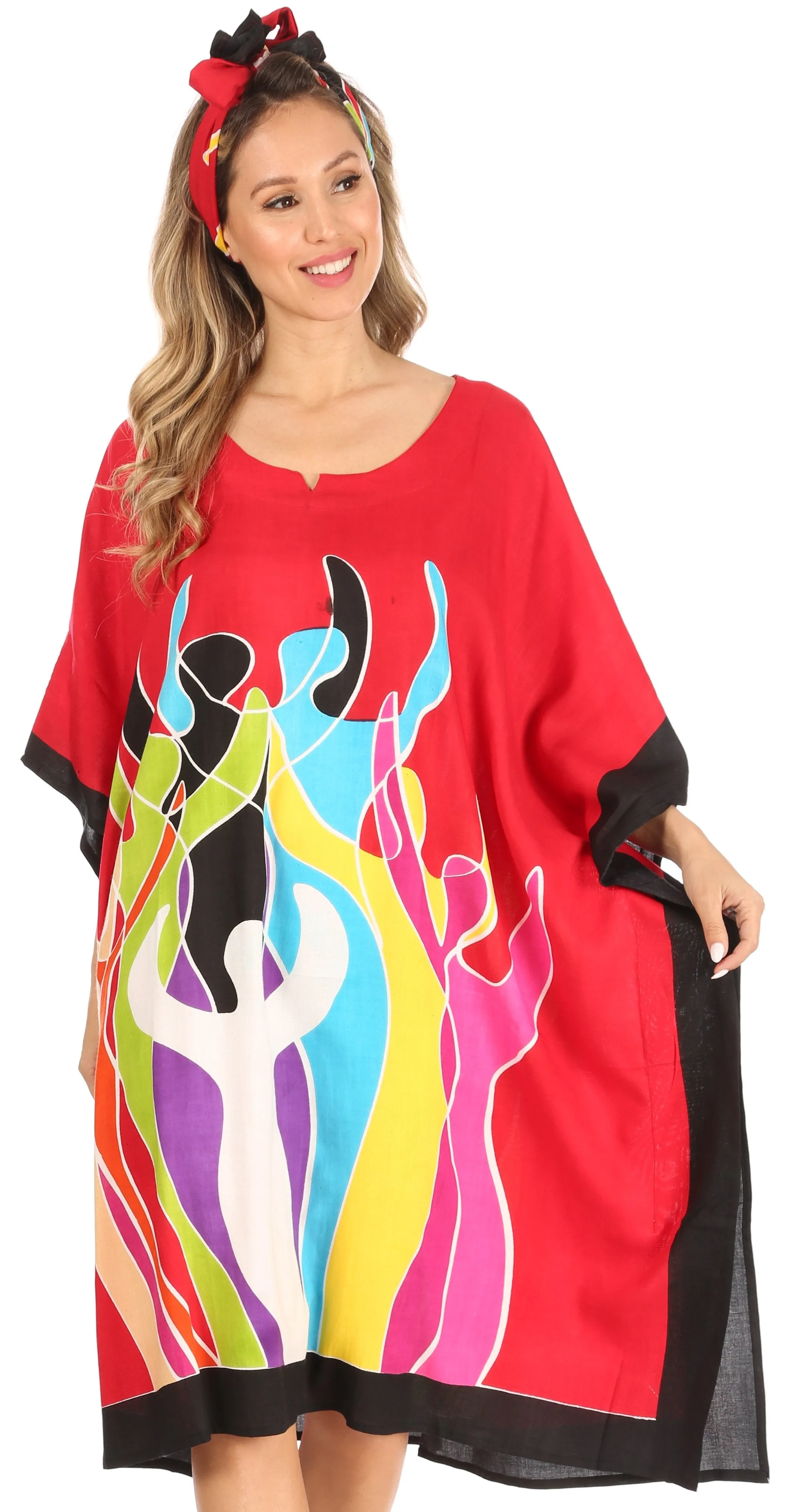 Sakkas Trina Women's Casual Loose Beach Poncho Caftan Dress Cover-up Many Print