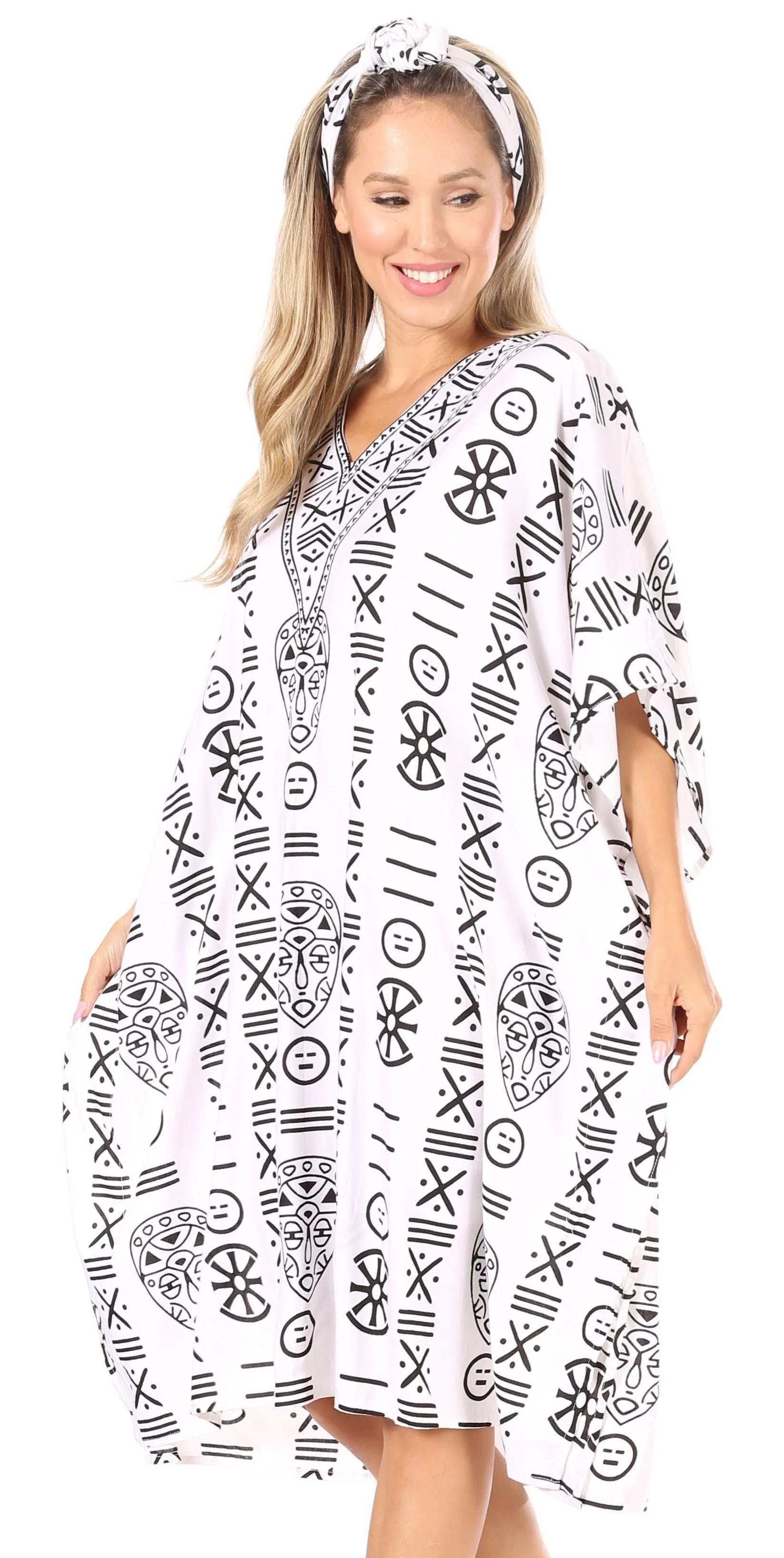 Sakkas Trina Women's Casual Loose Beach Poncho Caftan Dress Cover-up Many Print