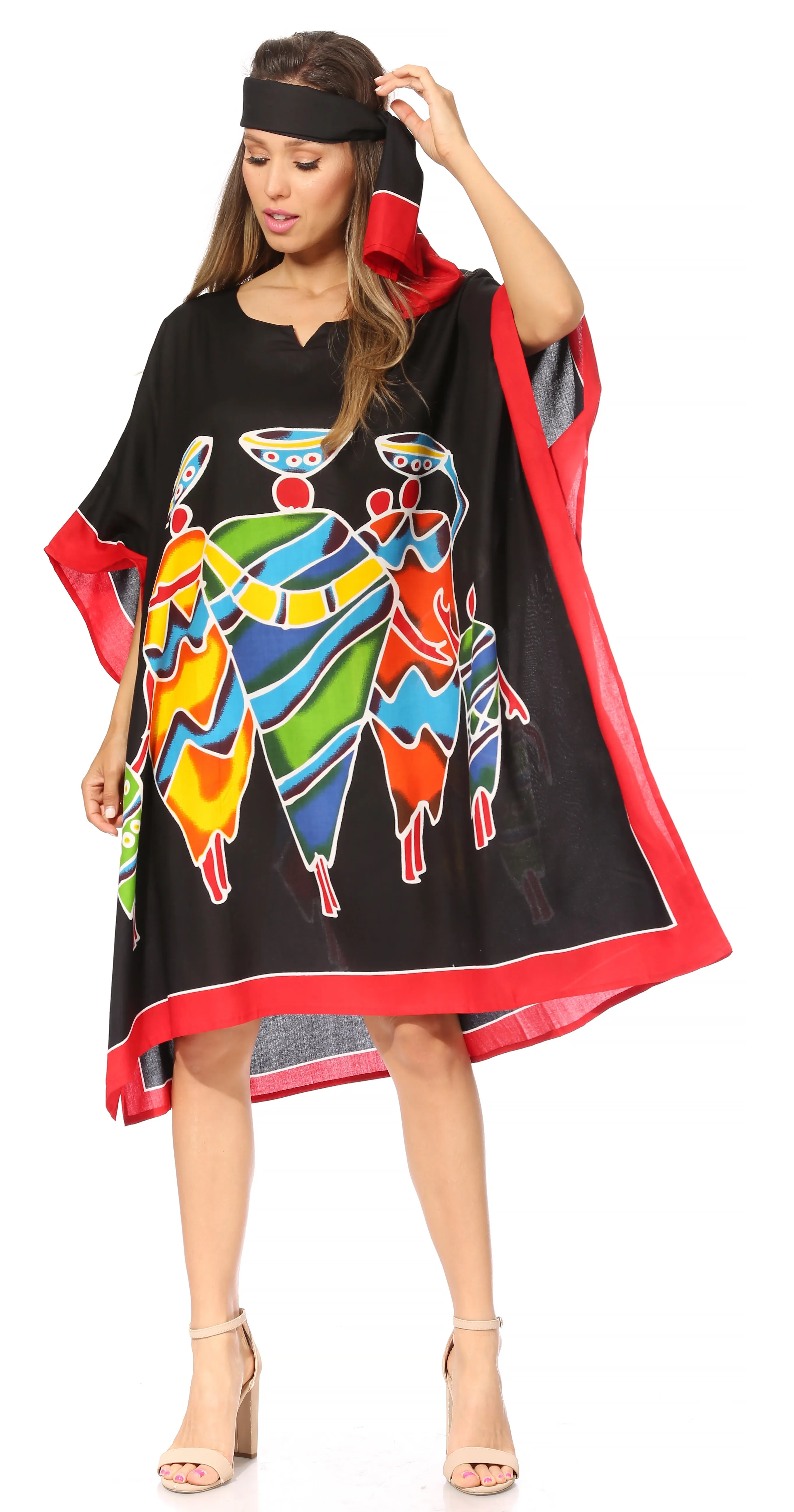 Sakkas Trina Women's Casual Loose Beach Poncho Caftan Dress Cover-up Many Print