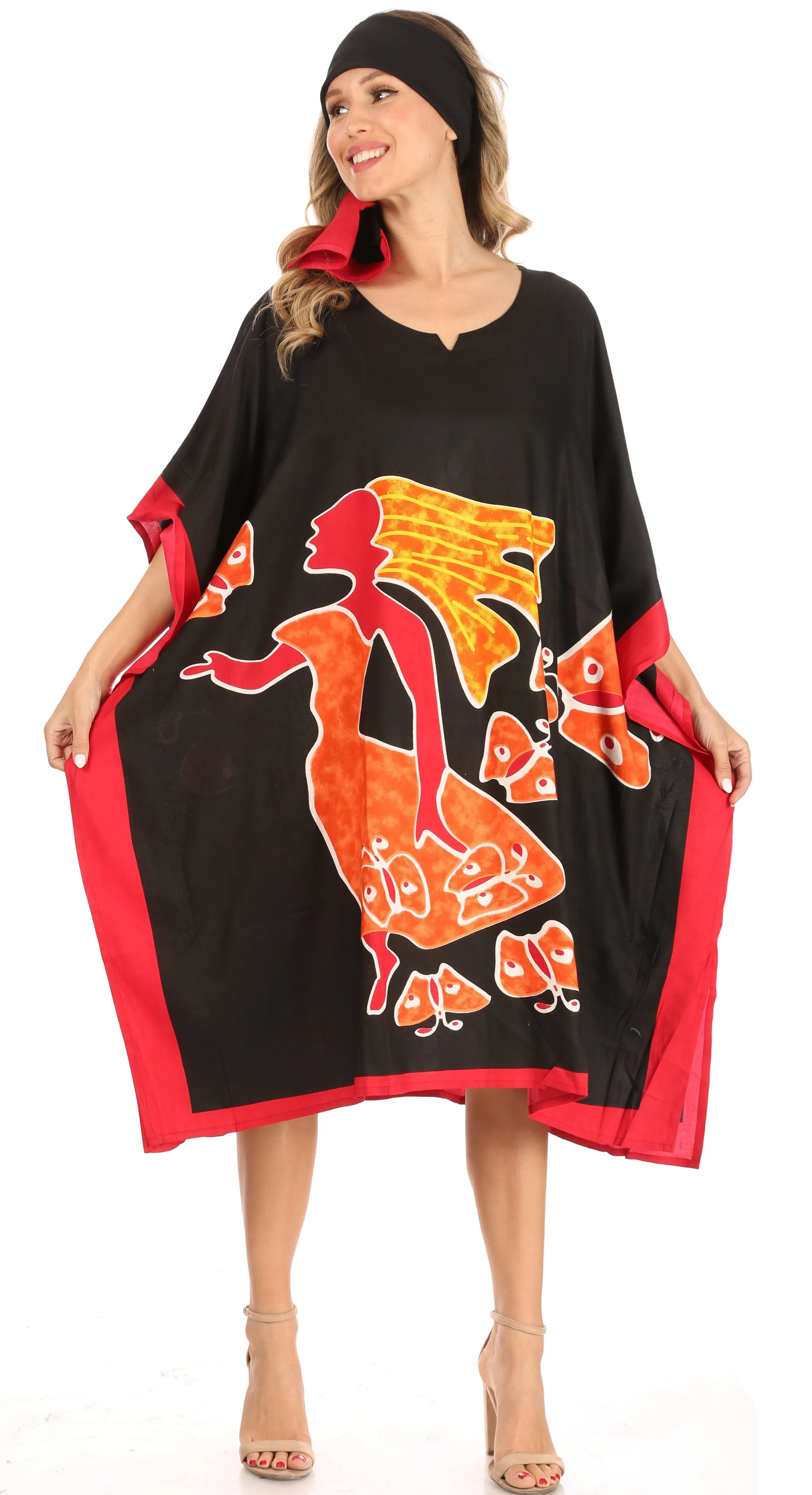 Sakkas Trina Women's Casual Loose Beach Poncho Caftan Dress Cover-up Many Print